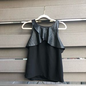 Trouve Faux Leather Ruffle Layered Top